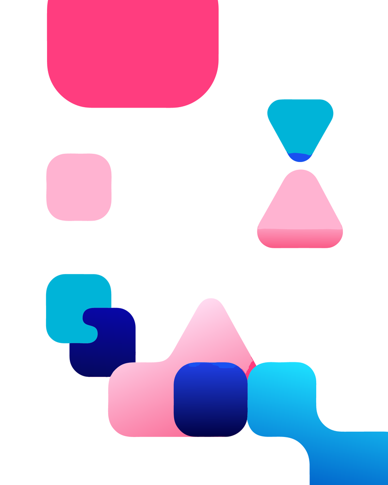 Colorful abstract teaser artwork in candy pink and blue tones