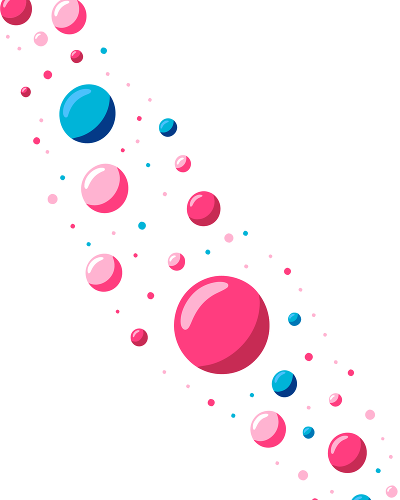 Colorful abstract teaser artwork in playful pink and cyan swirls